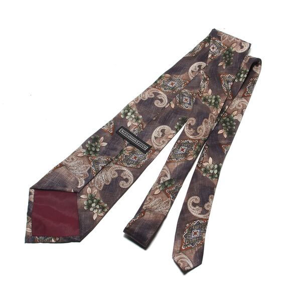 Alexander Lloyd Gray Floral Silk Tie 4 18" x 63" - Picture 4 of 6